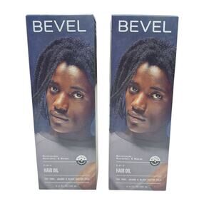 Bevel 3-in-1 Hair Oil x2 NEW Pump Bottles Tea Tree Jojoba Black Castor Oils NIB